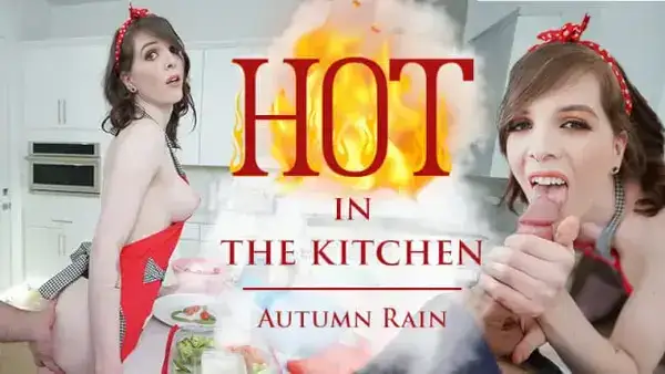 Pretty TS Autumn Rain POV blowjob in the kitchen